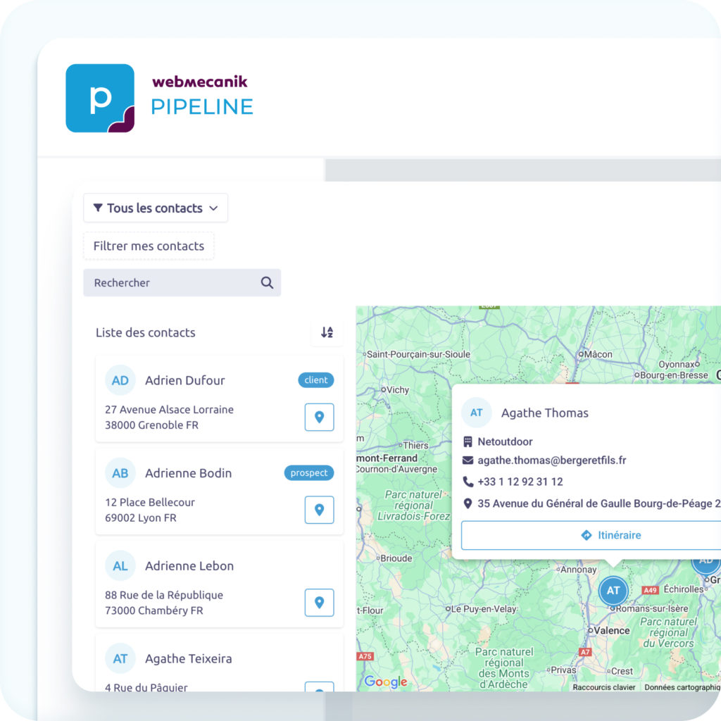 Geolokalisierung der Kontakte - Pipeline von webmecanik